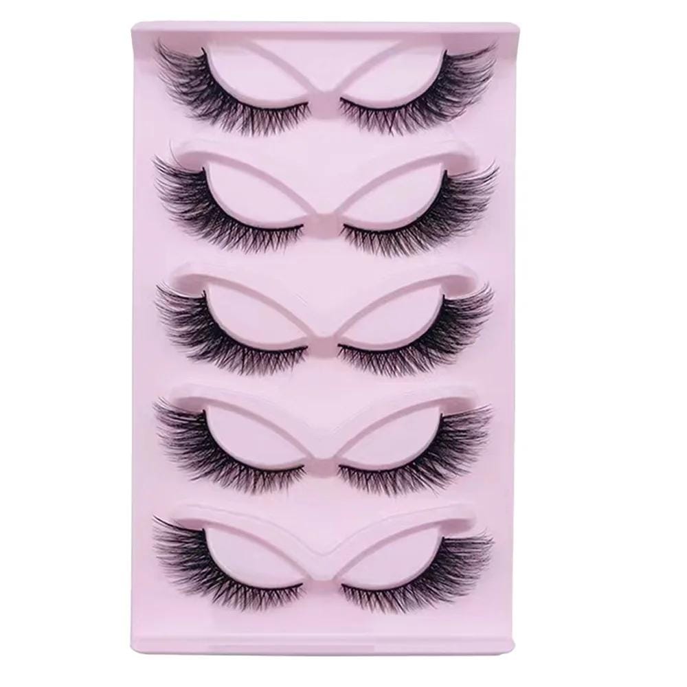 5 Pairs Cat Eye Lashes Wispy Fake Lashes Fluffy Cat Eyelashes Extensions False Eyelashes - Beauty Blessings LLC