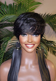 Pixie Cut Swoop Bang 100% Remy Human Hair Short Style Layered Hair Cut with Bangs Fashion Wig