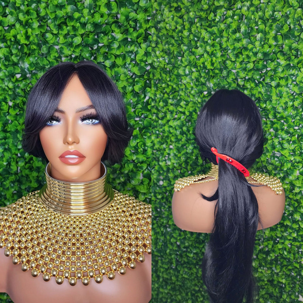 Swoop Hair Lace Wig Loose Curl Long Hair Natural Curtain Bang Hair Layered Curls Full Cap Wig Fashion Hairstyle Glueless Wig - Beauty Blessings LLC