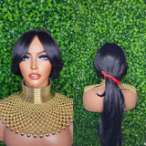 Swoop Hair Lace Wig Loose Curl Long Hair Natural Curtain Bang Hair Layered Curls Full Cap Wig Fashion Hairstyle Glueless Wig - Beauty Blessings LLC