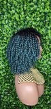 Green Hair Wig Kinky Twist Hair Side Part Lace Front Lace Part Wig Natural Hairline Kinky Curly Hairstyle Wig - Beauty Blessings LLC