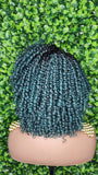 Green Hair Wig Kinky Twist Hair Side Part Lace Front Lace Part Wig Natural Hairline Kinky Curly Hairstyle Wig - Beauty Blessings LLC