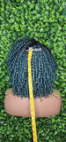 Green Hair Wig Kinky Twist Hair Side Part Lace Front Lace Part Wig Natural Hairline Kinky Curly Hairstyle Wig - Beauty Blessings LLC