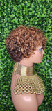 Water Wave Auburn Chocolate Brown Hair Brazilian Remy Human Hair Pixie Cut Curl Hair Wig Soft Short Cut Curly Natural Hairstyle Wig 100% Human Hair Wig - Beauty Blessings LLC