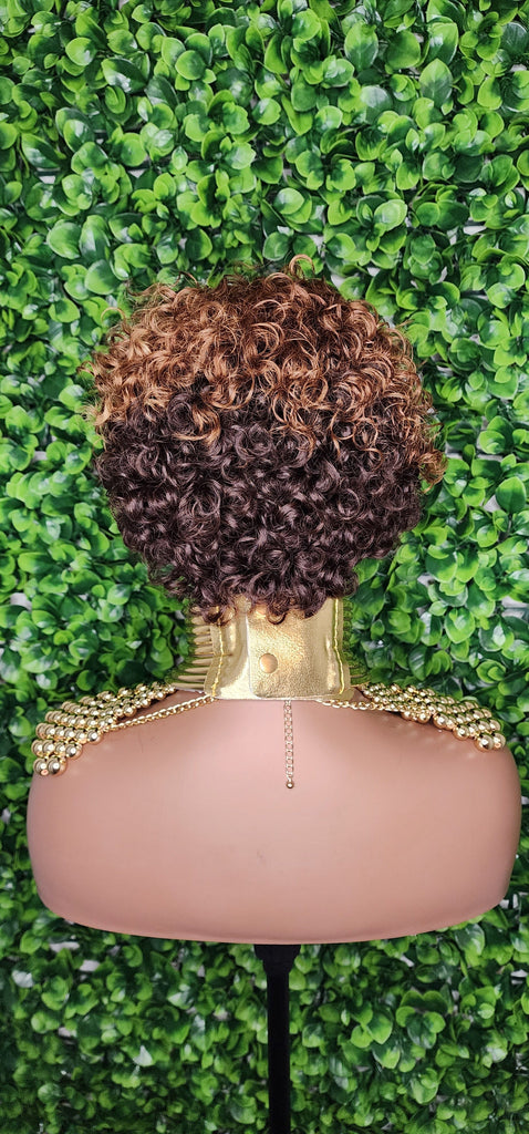 Water Wave Auburn Chocolate Brown Hair Brazilian Remy Human Hair Pixie Cut Curl Hair Wig Soft Short Cut Curly Natural Hairstyle Wig 100% Human Hair Wig - Beauty Blessings LLC