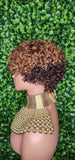 Water Wave Auburn Chocolate Brown Hair Brazilian Remy Human Hair Pixie Cut Curl Hair Wig Soft Short Cut Curly Natural Hairstyle Wig 100% Human Hair Wig - Beauty Blessings LLC