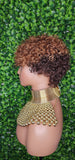 Water Wave Auburn Chocolate Brown Hair Brazilian Remy Human Hair Pixie Cut Curl Hair Wig Soft Short Cut Curly Natural Hairstyle Wig 100% Human Hair Wig - Beauty Blessings LLC