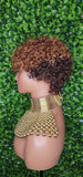 Water Wave Auburn Chocolate Brown Hair Brazilian Remy Human Hair Pixie Cut Curl Hair Wig Soft Short Cut Curly Natural Hairstyle Wig 100% Human Hair Wig - Beauty Blessings LLC