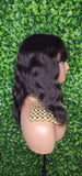 Virgin Brazilian Remy 100% Human Hair Natural Loose Waves Big Water Wave Hair Full Wig with Bangs - Beauty Blessing Wigs & Hair Extensions Boutique