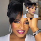 90s Inspired Swoop Bang and Fluffy Bun Ponytail Natural Yaki Texture Bang Bun Ponytail - Beauty Blessings LLC