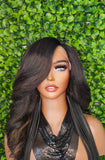 Salt Pepper Gray Lace Front Wig Mix Brown Dark Gray Afro Blowout Yaki Texture Side Part Swoop Bang HD Lace Glueless Wig Loose Curl Hair Wig - Beauty Blessings LLC