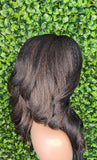 Salt Pepper Gray Lace Front Wig Mix Brown Dark Gray Afro Blowout Yaki Texture Side Part Swoop Bang HD Lace Glueless Wig Loose Curl Hair Wig - Beauty Blessings LLC
