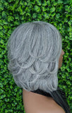 Gray Bob 100% Human Hair Wig Peruvian Remy Short Cut Hair Straight Bob Hairstyle Layered Hair Bob Wig with Bangs Dark Salt Pepper Wig - Beauty Blessings LLC