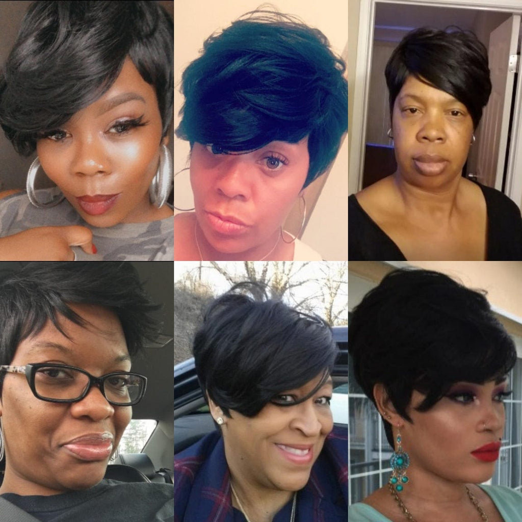 Swoop Bang Wig Pixie Cut Hair Premium Fiber Layered Bang Style Hair Wigs - Beauty Blessing Wigs & Hair Extensions Boutique