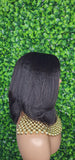 Blunt Cut Italian Yaki Straight Human Hair Wig Glueless Lace Front Bob Wig 4C Kinky Edges Natural Hairline Lace Wig - Beauty Blessings LLC