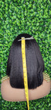 Blunt Cut Italian Yaki Straight Human Hair Wig Glueless Lace Front Bob Wig 4C Kinky Edges Natural Hairline Lace Wig - Beauty Blessings LLC