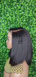 Blunt Cut Italian Yaki Straight Human Hair Wig Glueless Lace Front Bob Wig 4C Kinky Edges Natural Hairline Lace Wig - Beauty Blessings LLC