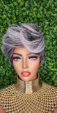 Salt and Pepper Gray Wig With Bangs Pixie Cut Swoop Bang Short Silver Light Gray Wigs For Women - Beauty Blessings LLC