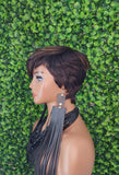 Strawberry Blonde Wig Swoop Bang Pixie Cut Wigs Mixed Blonde Black Short Layered Straight Hair Wig For Women For Daily Wear - Beauty Blessings LLC