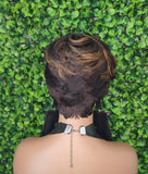 Strawberry Blonde Wig Swoop Bang Pixie Cut Wigs Mixed Blonde Black Short Layered Straight Hair Wig For Women For Daily Wear - Beauty Blessings LLC