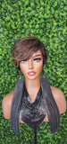 Strawberry Blonde Wig Swoop Bang Pixie Cut Wigs Mixed Blonde Black Short Layered Straight Hair Wig For Women For Daily Wear - Beauty Blessings LLC