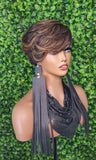 Strawberry Blonde Wig Swoop Bang Pixie Cut Wigs Mixed Blonde Black Short Layered Straight Hair Wig For Women For Daily Wear - Beauty Blessings LLC