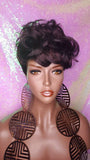 Mohawk Hair Messy Swoop Bang Curly Choppy Cut Pixie Cut Short Hairstyle Full Cap Wig - Beauty Blessings LLC