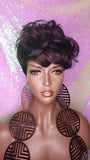 Mohawk Hair Messy Swoop Bang Curly Choppy Cut Pixie Cut Short Hairstyle Full Cap Wig - Beauty Blessings LLC