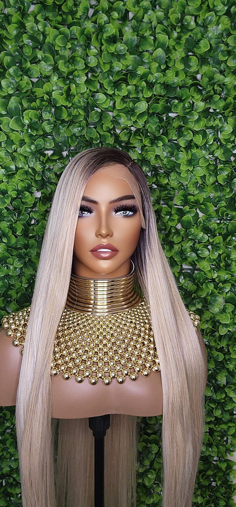 Blonde Long Straight Hair Lace Front Lace Wig Soft Hair Natural Hairline Glueless Pre-Plucked Lace Wig With Baby Hairs - Beauty Blessings LLC
