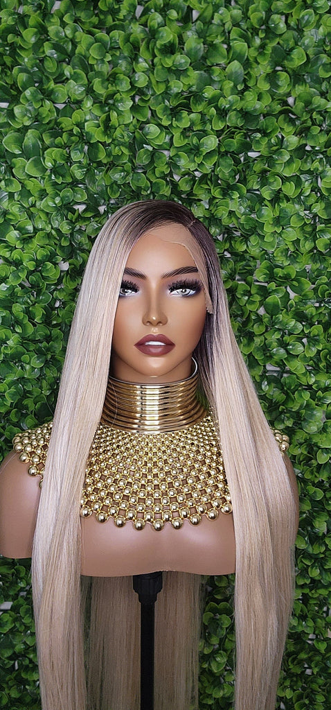 Blonde Long Straight Hair Lace Front Lace Wig Soft Hair Natural Hairline Glueless Pre-Plucked Lace Wig With Baby Hairs - Beauty Blessings LLC
