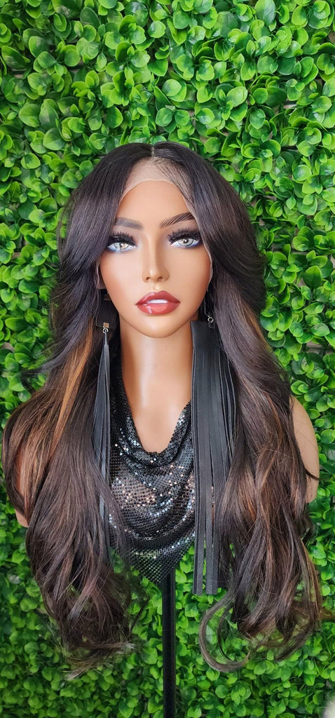 Lace Front Long Curl Lace Wig  Loose Wavy Curly Layered Hair Natural Hairline Glueless Pre-Plucked HD Lace Wig - Beauty Blessings LLC