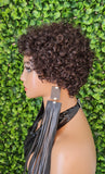 Dark Brown Deep Curl Pixie Cut Brazilian Remy 100% Human Hair Glueless Wig Natural Lightweight Bouncy Short Curly Wig - Beauty Blessings LLC