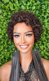 Dark Brown Deep Curl Pixie Cut Brazilian Remy 100% Human Hair Glueless Wig Natural Lightweight Bouncy Short Curly Wig - Beauty Blessings LLC