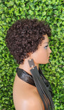 Dark Brown Deep Curl Pixie Cut Brazilian Remy 100% Human Hair Glueless Wig Natural Lightweight Bouncy Short Curly Wig - Beauty Blessings LLC