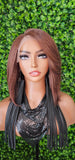 Chocolate Brown Bob Lace Front Wig Yaki Hair Swoop Bang Glueless Lace Wig - Beauty Blessings LLC