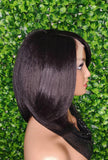 Swoop Bang Bob Wig with Bangs Glueless Lace Front Wig Voluminous Hair Yaki Hair Texture Short Bob Straight Wig - Beauty Blessings LLC