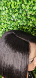 Swoop Bang Bob Wig with Bangs Glueless Lace Front Wig Voluminous Hair Yaki Hair Texture Short Bob Straight Wig - Beauty Blessings LLC