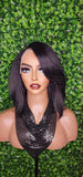Swoop Bang Bob Wig with Bangs Glueless Lace Front Wig Voluminous Hair Yaki Hair Texture Short Bob Straight Wig - Beauty Blessings LLC
