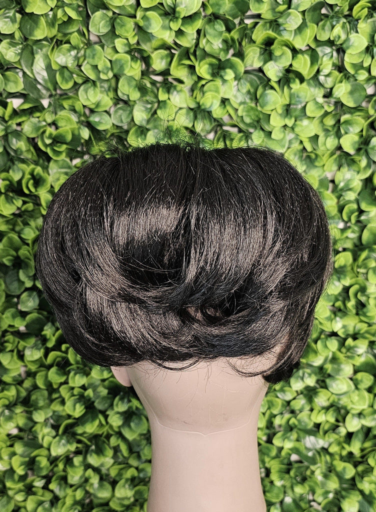 90s Inspired Swoop Bang and Fluffy Bun Ponytail Natural Yaki Texture Bang Bun Ponytail - Beauty Blessings LLC