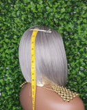 Salt and Pepper Wig Glueless Lace Front Light Gray Dark Gray Bob Wig Straight Side Bang Wig Short Gray Bob Hairstyle Lace Wig - Beauty Blessings LLC