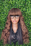 Wig Deep Wave Hair Full Wig with Bangs Strawberry Blonde Auburn Brown Mox Straight Bang Hairstyle Glueless Wig - Beauty Blessings LLC