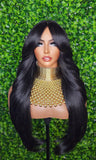 Swoop Hair Lace Wig Loose Curl Long Hair Natural Curtain Bang Hair Layered Curls Full Cap Wig Fashion Hairstyle Glueless Wig - Beauty Blessings LLC