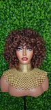 Bob Curl Wig Big Layered Curly Brown Auburn Hair Wig Bouncy Curl Full Fashion Wig with Bangs High Quality Hair - Beauty Blessings LLC