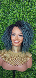 Green Hair Wig Kinky Twist Hair Side Part Lace Front Lace Part Wig Natural Hairline Kinky Curly Hairstyle Wig - Beauty Blessings LLC