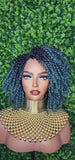 Green Hair Wig Kinky Twist Hair Side Part Lace Front Lace Part Wig Natural Hairline Kinky Curly Hairstyle Wig - Beauty Blessings LLC