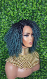 Green Hair Wig Kinky Twist Hair Side Part Lace Front Lace Part Wig Natural Hairline Kinky Curly Hairstyle Wig - Beauty Blessings LLC