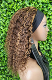Ombre Deep Wave Headband Wig Human Hair #4/27 | Strawberry Blonde Highlight Wig | Glueless Brazilian Virgin Hair Wig | 150% Density Machine Made Wig - Beauty Blessings LLC