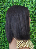 Peruvian Remy Italian Yaki Bob Human Hair Lace Wig Kinky Straight Bob Hair Glueless Lace Front Bob Wig Natural Hairline Lace Wig - Beauty Blessings LLC
