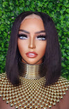 Peruvian Remy Italian Yaki Bob Human Hair Lace Wig Kinky Straight Bob Hair Glueless Lace Front Bob Wig Natural Hairline Lace Wig - Beauty Blessings LLC