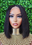 Peruvian Remy Italian Yaki Bob Human Hair Lace Wig Kinky Straight Bob Hair Glueless Lace Front Bob Wig Natural Hairline Lace Wig - Beauty Blessings LLC